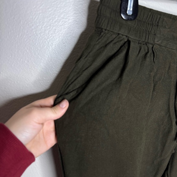 Aritzia Sunday Best Olive Green Lightweight Joggers Drawstring Waist Boho - Picture 3 of 9